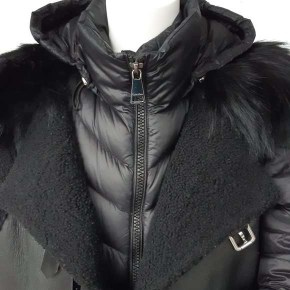 Genuine Shearling Black Vest with Real Fur Collar - Picture 6 of 9